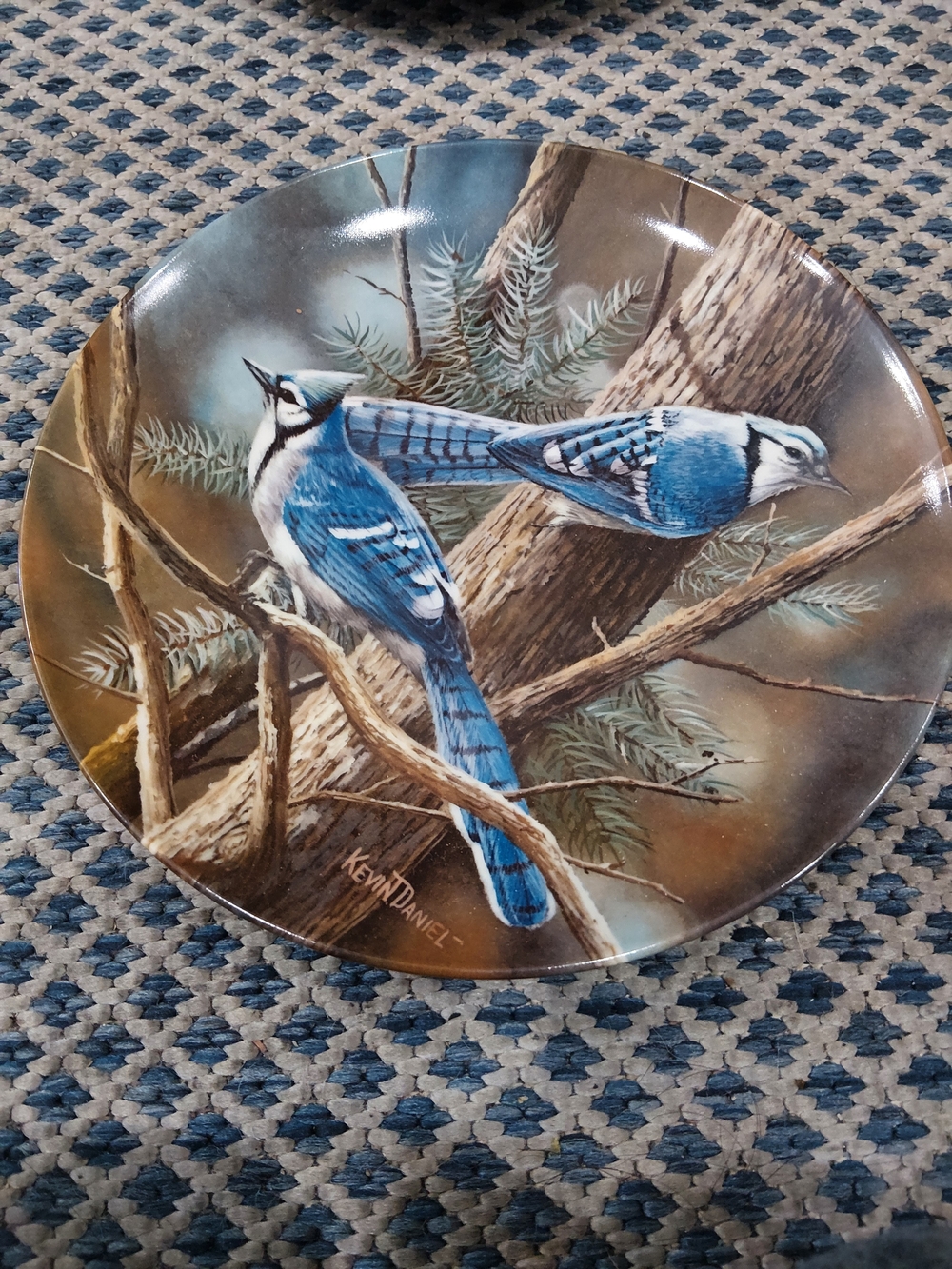 Knowles Blue Jay Decorative Plate with Blue and Brown Artwork